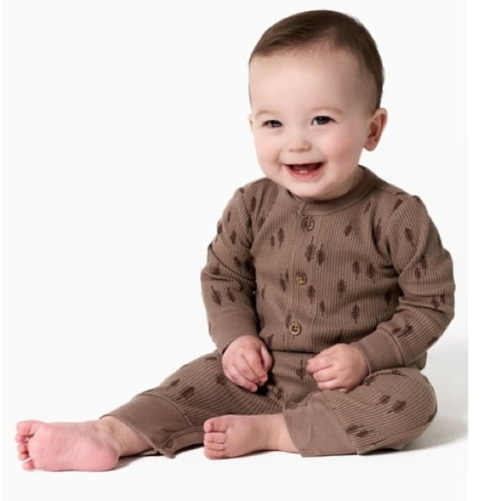 Gerber Baby Boy / Girl Unisex Romper 18M Waffle Knit Cozy Baby Loungewear Outfit